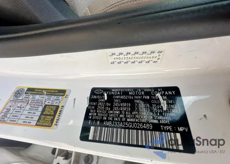 2016 Hyundai Tucson Limited z USA, uszkodzony, nr VIN KM8J33A25GU026489